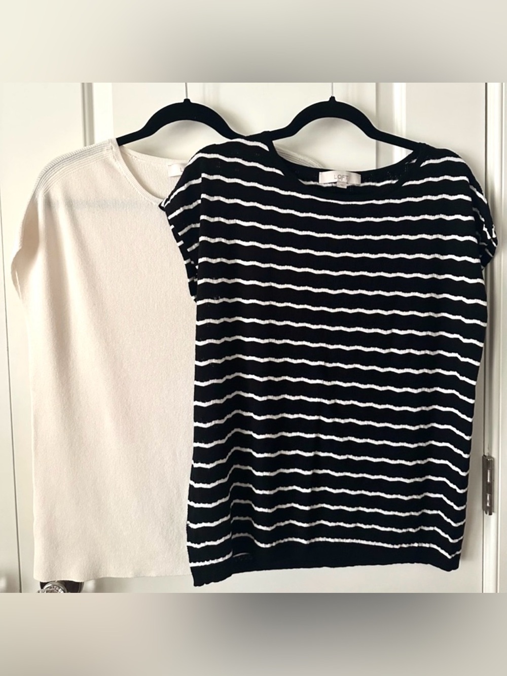 LOFT Tops Bundle L Black Stripe Cream Knit Lightweight Size Large